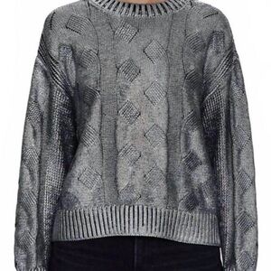 Pistola Metallic Gray Cable Knit Sweater - Everly Sweater - Gilded midnight